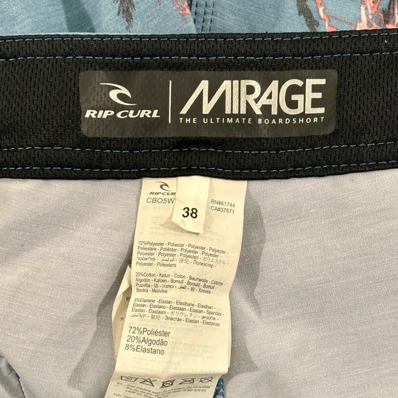 Ripcurl Mirage Boardies/Board Shorts Men's Size 38 Beach/Pool/Resort Wear EUC - Picture 2 of 7